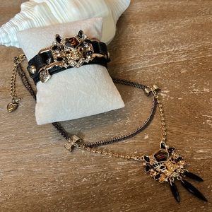 Betsey Johnson Lion Bracelet & Necklace Set